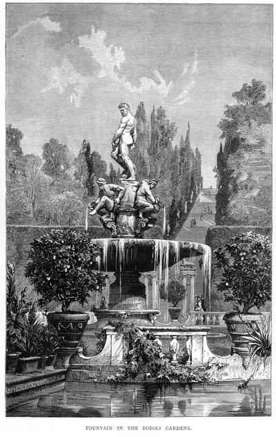 Fountain in the Boboli Gardens, published by Schribner, Welforf and Armstrong, New York by American School